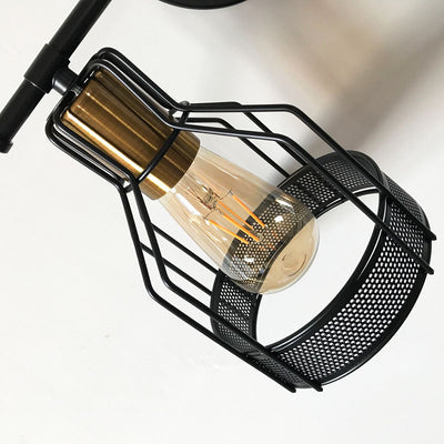 Traditional Vintage Round Skeleton Glass Iron 2-Light Wall Sconce Lamp For Living Room
