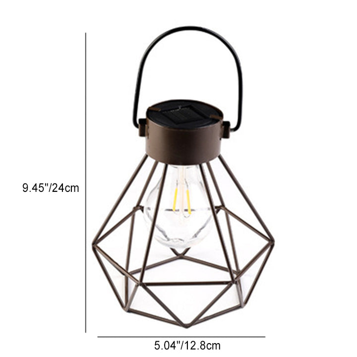 Lampe extérieure LED en fer étanche solaire à prisme squelette vintage traditionnelle pour jardin 