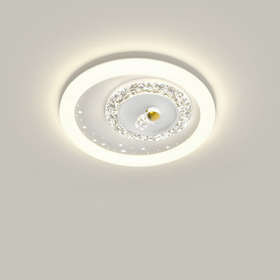 Moderne Art Deco Runde Astronauten Kinder Cartoon Acryl Eisen LED Deckenleuchte Für Schlafzimmer 