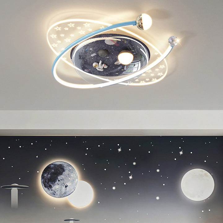 Lumière de plafond LED encastrée en forme d'astronaute étoile ovale ronde en PVC résine fer pour chambre d'enfants créatifs contemporains 