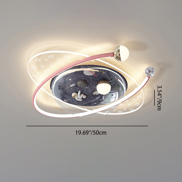 Lumière de plafond LED encastrée en forme d'astronaute étoile ovale ronde en PVC résine fer pour chambre d'enfants créatifs contemporains 