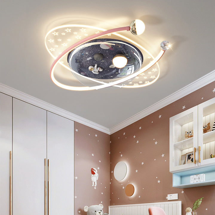 Lumière de plafond LED encastrée en forme d'astronaute étoile ovale ronde en PVC résine fer pour chambre d'enfants créatifs contemporains 