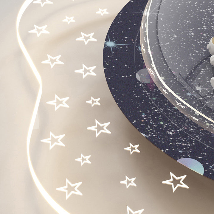 Moderne Art Déco Enfants Floral Astronaute Planète PVC Résine Fer LED Plafonnier Pour Chambre 