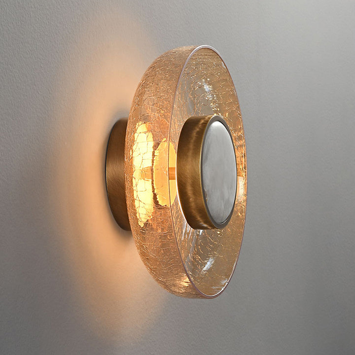 Modern Minimalist Round Glass Iron LED Wall Sconce Lamp For Living Room