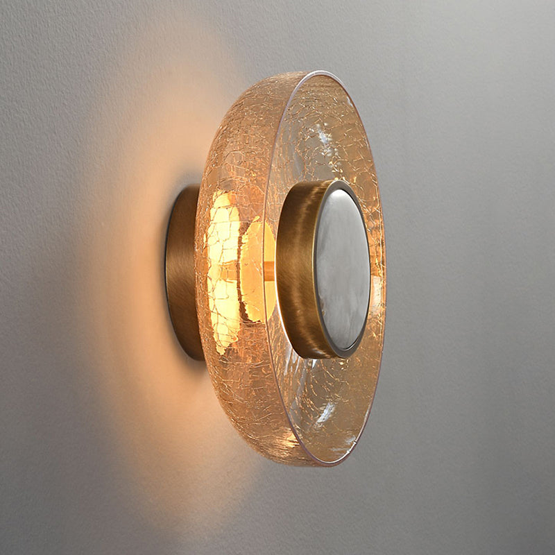 Modern Minimalist Round Glass Iron LED Wall Sconce Lamp For Living Room