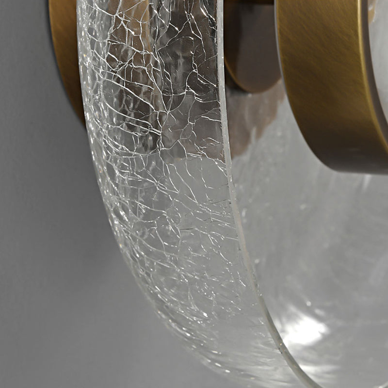 Modern Minimalist Round Glass Iron LED Wall Sconce Lamp For Living Room