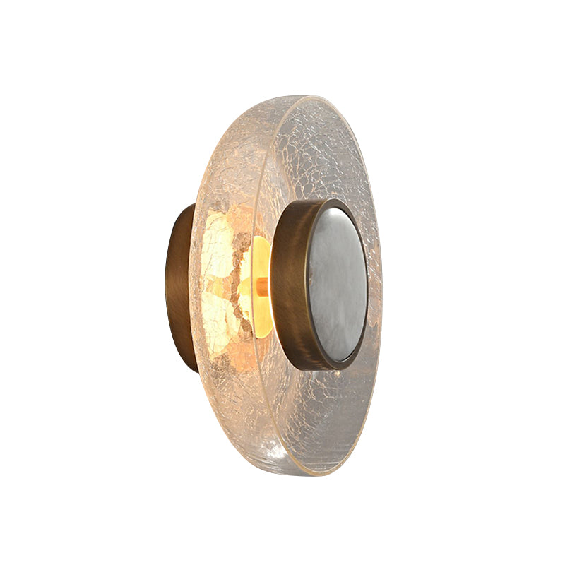 Modern Minimalist Round Glass Iron LED Wall Sconce Lamp For Living Room