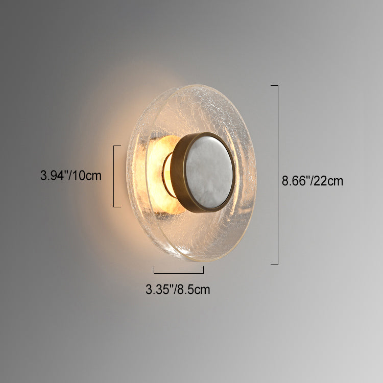 Modern Minimalist Round Glass Iron LED Wall Sconce Lamp For Living Room
