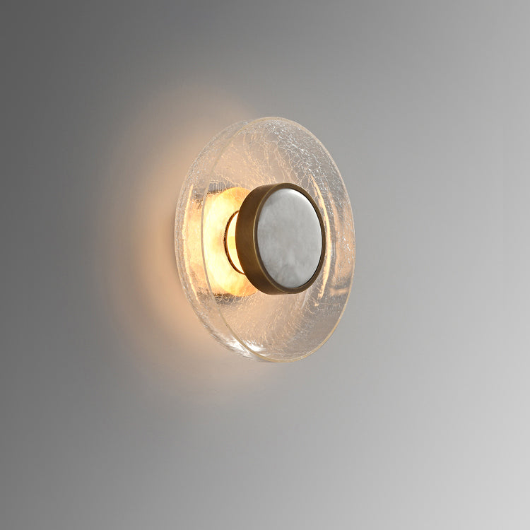 Modern Minimalist Round Glass Iron LED Wall Sconce Lamp For Living Room