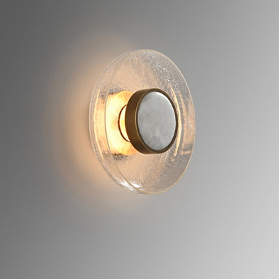 Modern Minimalist Round Glass Iron LED Wall Sconce Lamp For Living Room