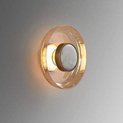 Modern Minimalist Round Glass Iron LED Wall Sconce Lamp For Living Room