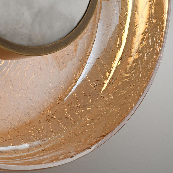 Modern Minimalist Round Glass Iron LED Wall Sconce Lamp For Living Room