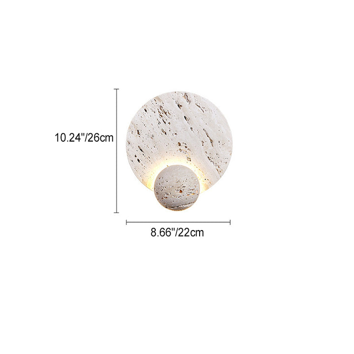 Lampe murale LED en travertin blanc rond traditionnel japonais pour salon 