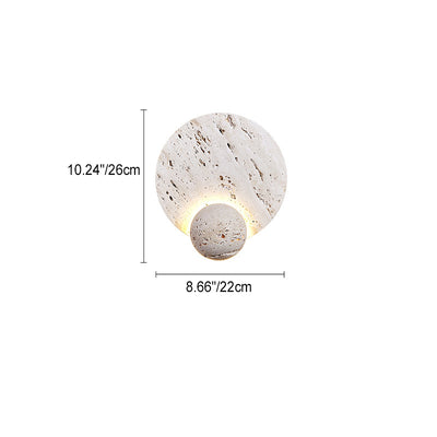 Lampe murale LED en travertin blanc rond traditionnel japonais pour salon 