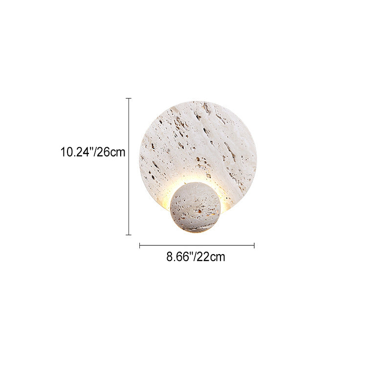 Lampe murale LED en travertin blanc rond traditionnel japonais pour salon 