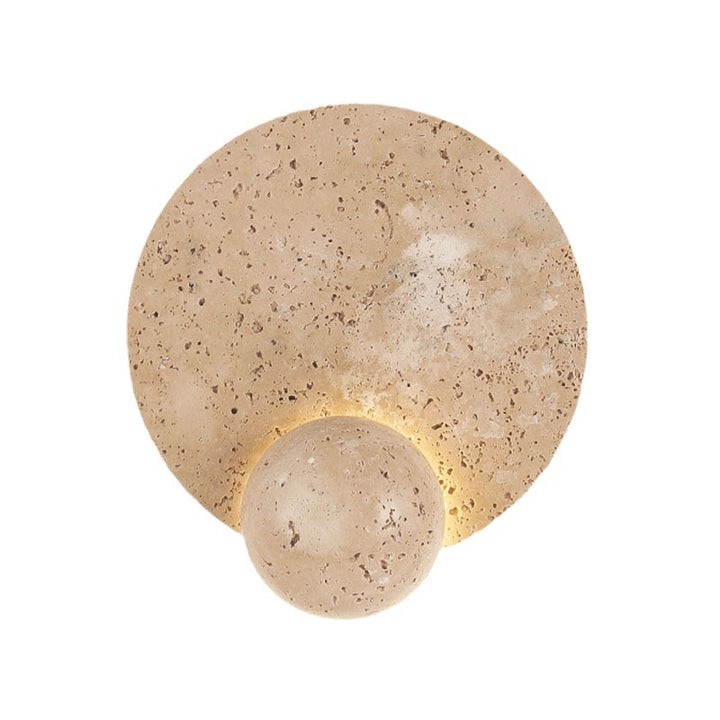 Contemporary Scandinavian Round Orb Yellow Travertine LED Wall Sconce Lamp For Living Room