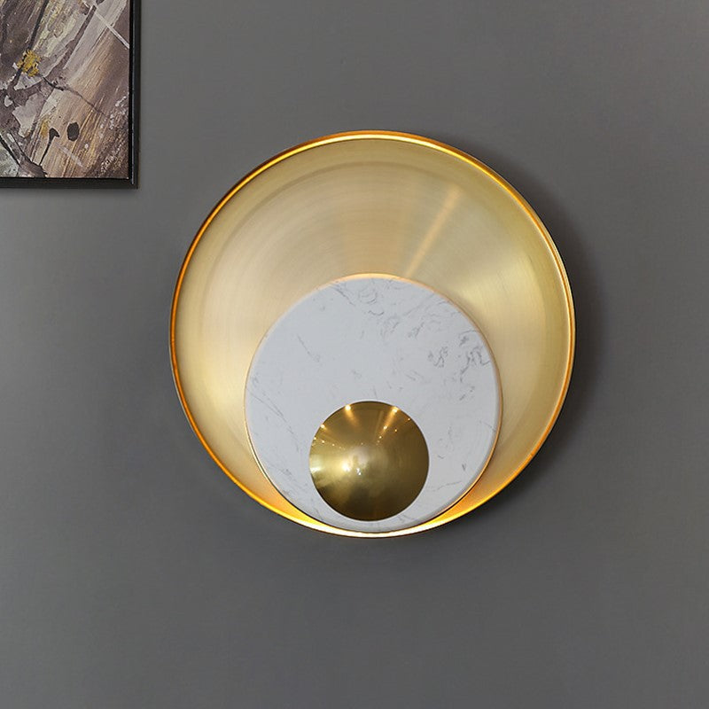 Applique murale contemporaine scandinave ronde en matériel de marbre à 1 lumière pour salon 