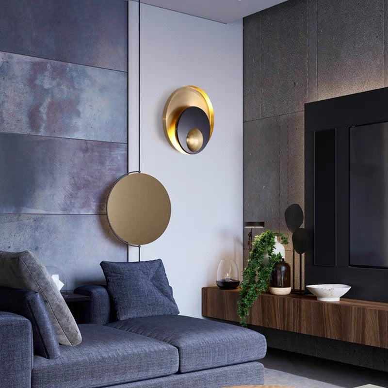 Applique murale contemporaine scandinave ronde en matériel de marbre à 1 lumière pour salon 