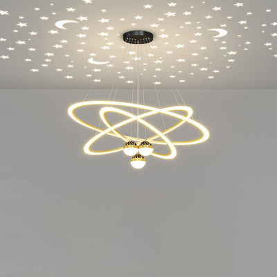 Contemporary Scandinavian Round Cross Orb Acrylic Aluminum Iron LED Chandelier For Living Room