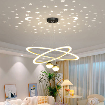 Contemporary Scandinavian Round Cross Orb Acrylic Aluminum Iron LED Chandelier For Living Room
