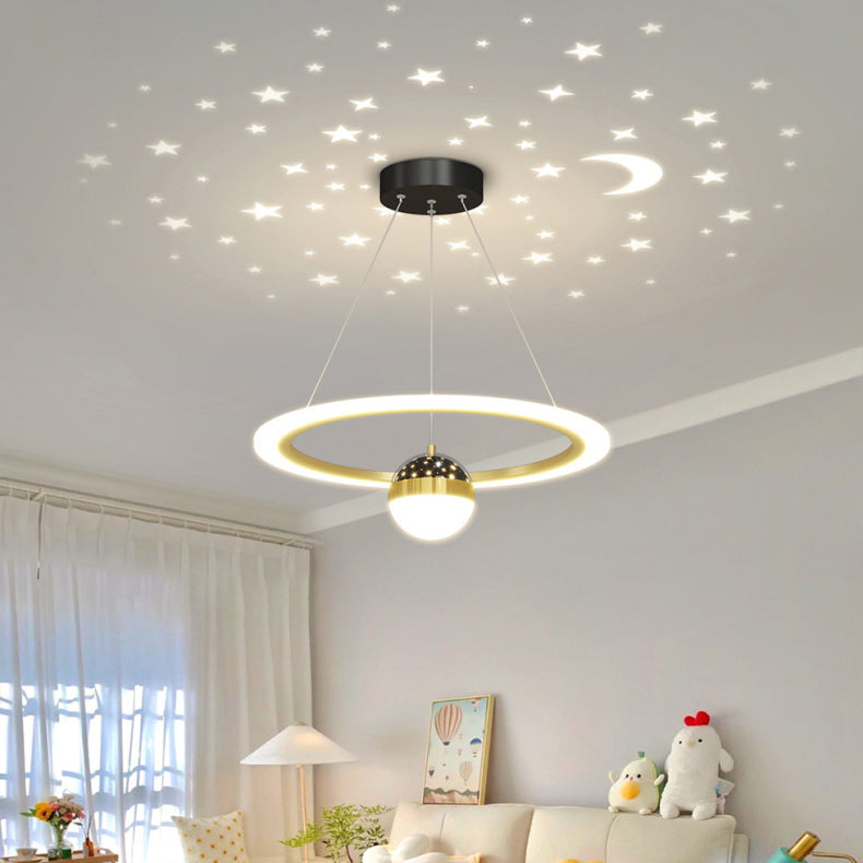 Zeitgenössischer skandinavischer runder Kreuzkugel-Acryl-Aluminium-Eisen-LED-Kronleuchter für das Wohnzimmer 