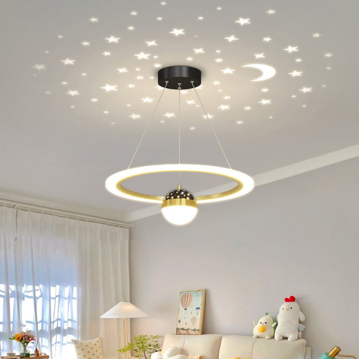 Zeitgenössischer skandinavischer runder Kreuzkugel-Acryl-Aluminium-Eisen-LED-Kronleuchter für das Wohnzimmer 
