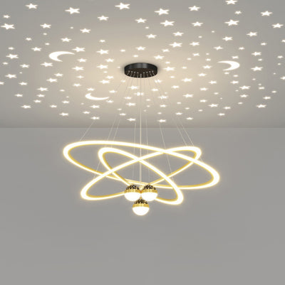 Contemporary Scandinavian Round Cross Orb Acrylic Aluminum Iron LED Chandelier For Living Room