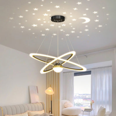 Contemporary Scandinavian Round Cross Orb Acrylic Aluminum Iron LED Chandelier For Living Room