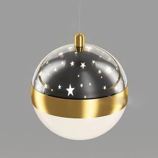 Zeitgenössischer skandinavischer runder Kreuzkugel-Acryl-Aluminium-Eisen-LED-Kronleuchter für das Wohnzimmer 