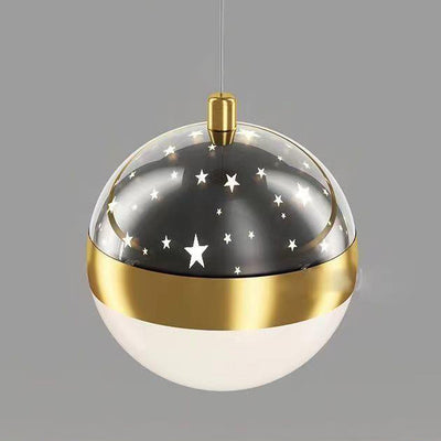 Contemporary Scandinavian Round Cross Orb Acrylic Aluminum Iron LED Chandelier For Living Room