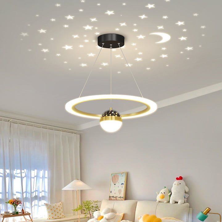 Lustre LED en acrylique et aluminium fer à croix ronde contemporaine scandinave pour salon 