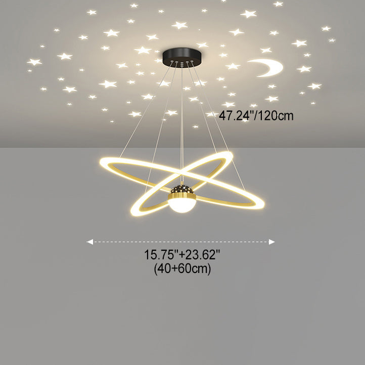 Zeitgenössischer skandinavischer runder Kreuzkugel-Acryl-Aluminium-Eisen-LED-Kronleuchter für das Wohnzimmer 