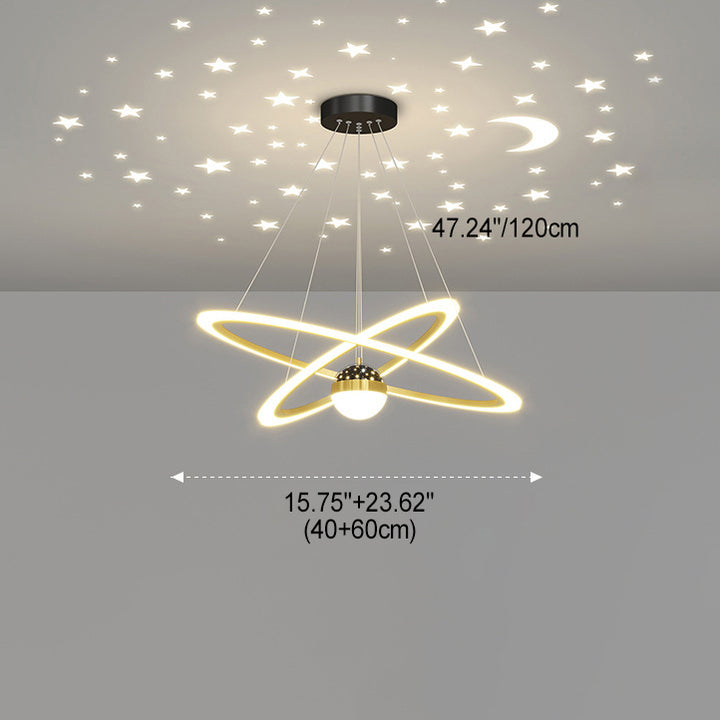 Zeitgenössischer skandinavischer runder Kreuzkugel-Acryl-Aluminium-Eisen-LED-Kronleuchter für das Wohnzimmer 