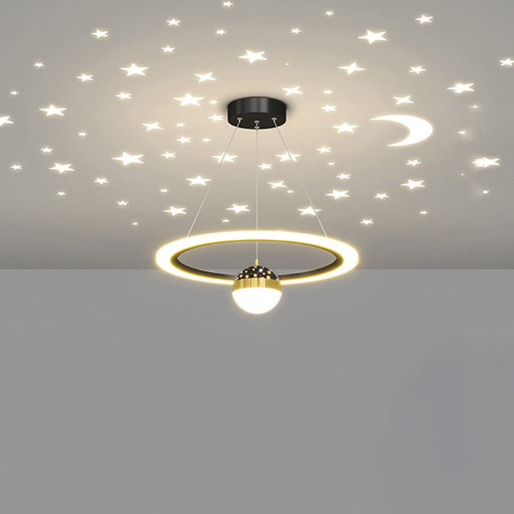 Zeitgenössischer skandinavischer runder Kreuzkugel-Acryl-Aluminium-Eisen-LED-Kronleuchter für das Wohnzimmer 