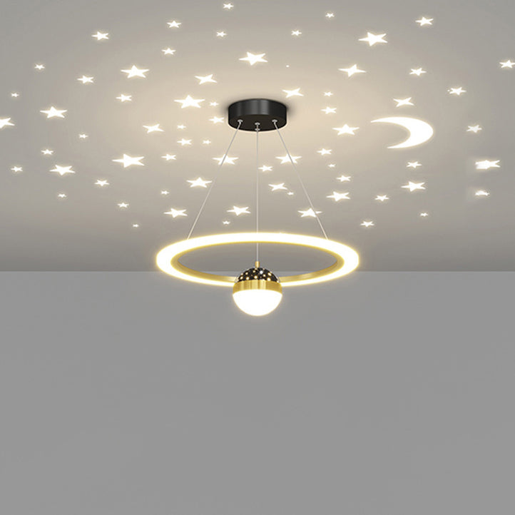 Zeitgenössischer skandinavischer runder Kreuzkugel-Acryl-Aluminium-Eisen-LED-Kronleuchter für das Wohnzimmer 