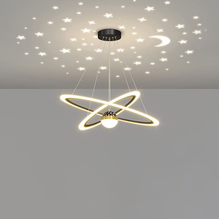 Zeitgenössischer skandinavischer runder Kreuzkugel-Acryl-Aluminium-Eisen-LED-Kronleuchter für das Wohnzimmer 
