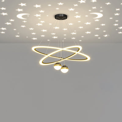 Contemporary Scandinavian Round Cross Orb Acrylic Aluminum Iron LED Chandelier For Living Room