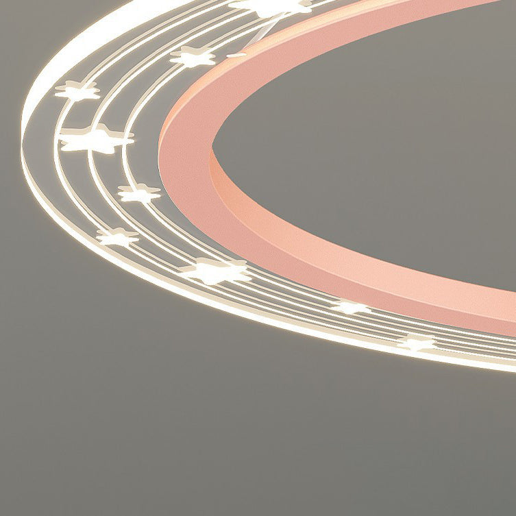 Art déco moderne pour enfants Astronaute Planète Lustre rond en acrylique et fer à LED pour salon 