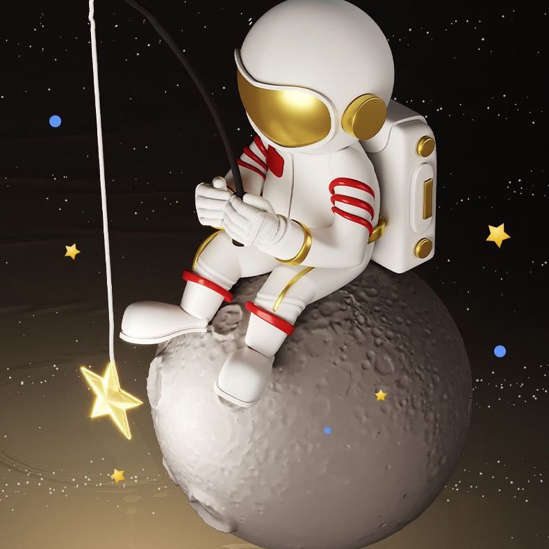 Art déco moderne pour enfants Astronaute Planète Lustre rond en acrylique et fer à LED pour salon 