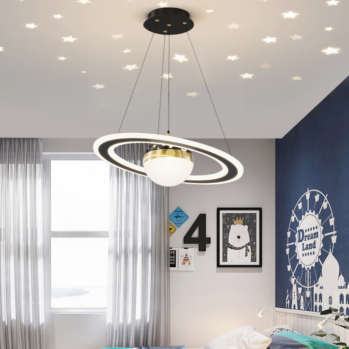 Lustre LED en acrylique et fer rond minimaliste moderne pour salon 