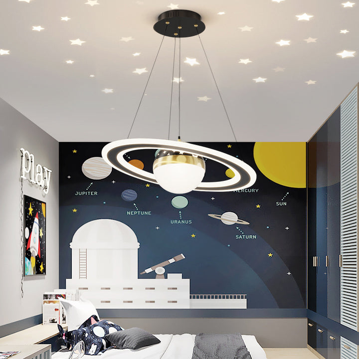 Lustre LED en acrylique et fer rond minimaliste moderne pour salon 