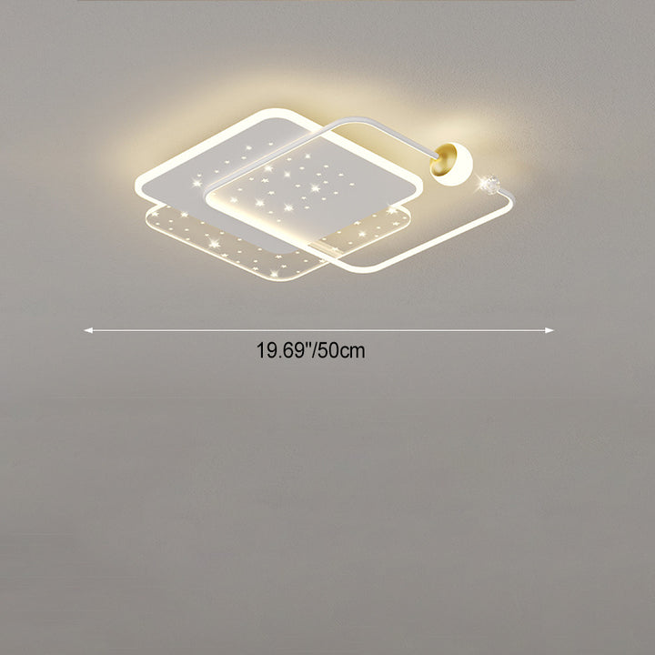 Modern Minimalist Round Square Acrylic Hardware LED Flush Mount Ceiling Light For Bedroom