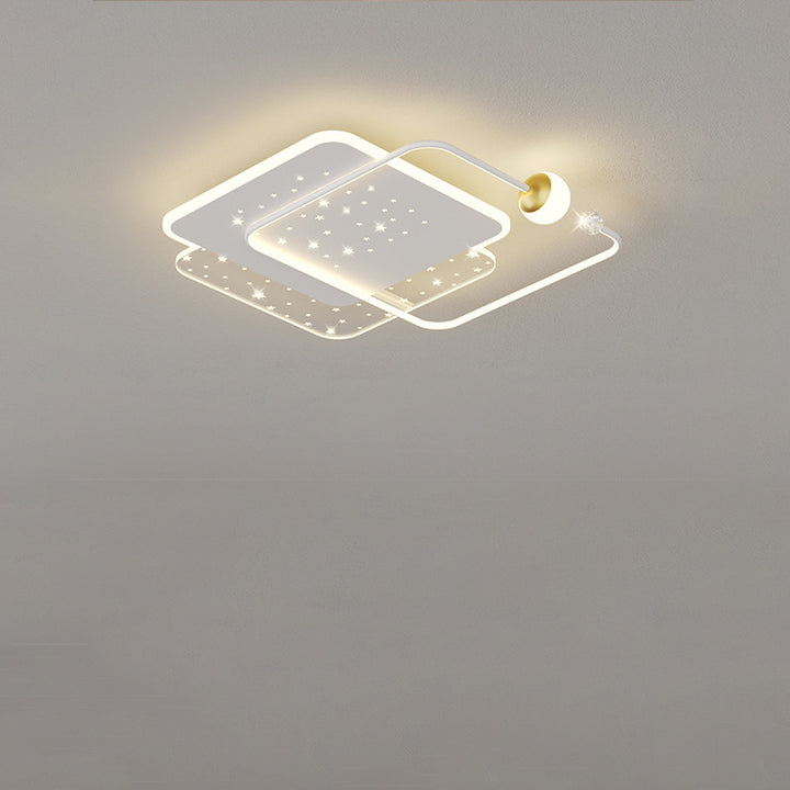 Modern Minimalist Round Square Acrylic Hardware LED Flush Mount Ceiling Light For Bedroom