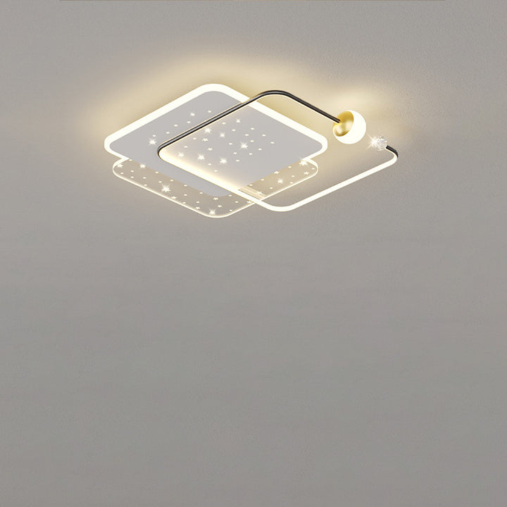 Modern Minimalist Round Square Acrylic Hardware LED Flush Mount Ceiling Light For Bedroom