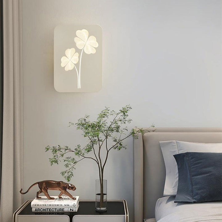 Applique murale LED en acrylique et fer au design moderne minimaliste rond rectangulaire trèfle ginkgo biloba pour salon 