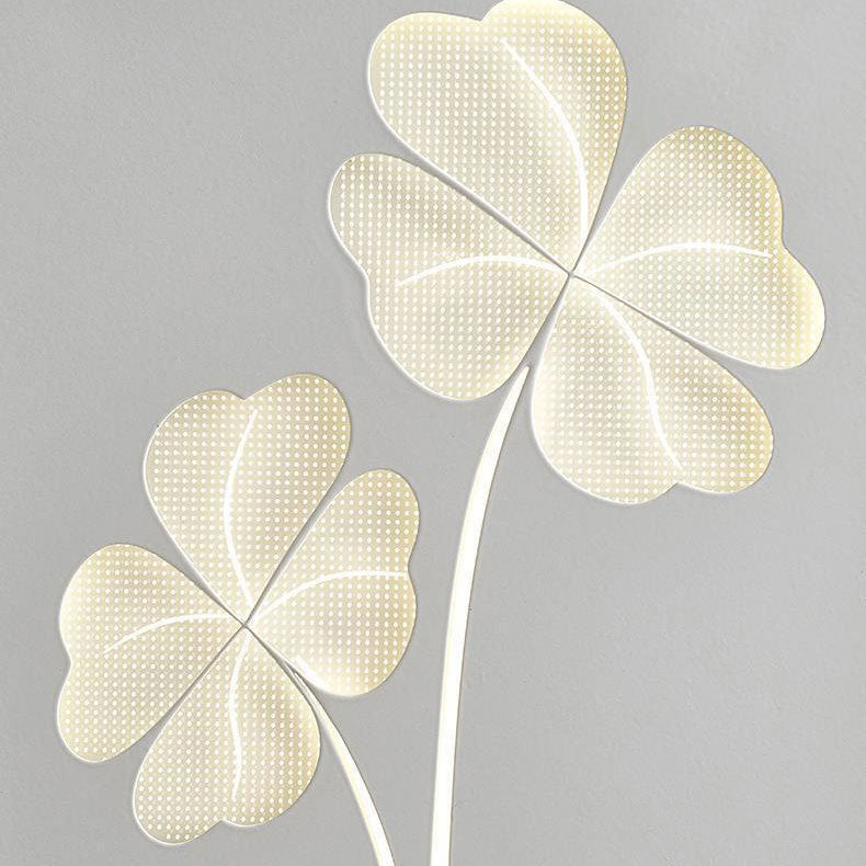 Moderne minimalistische runde rechteckige Klee-Ginkgo-Biloba-Acryl-Eisen-LED-Wandleuchte für das Wohnzimmer 