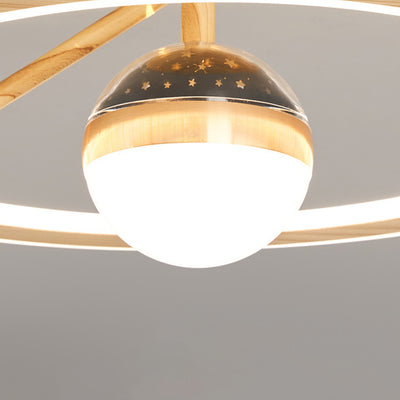Contemporary Scandinavian Orb Round PE Iron LED Semi-Flush Mount Ceiling Light For Bedroom