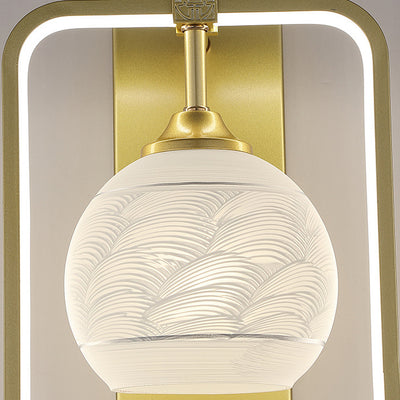 Applique Murale LED en Fer et Aluminium en Forme de Rectangle Chinois Traditionnel avec Feuilles et Vase Rond pour Chambre 