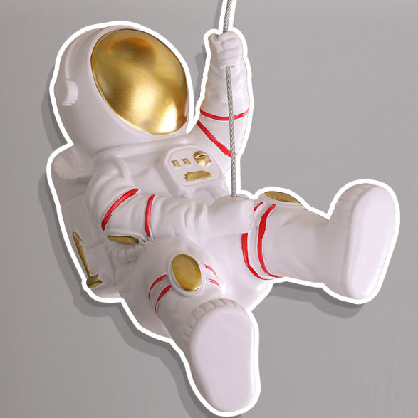Moderne Art Deco Kinderplanet Astronaut Runde Acrylharz Eisen LED Deckenleuchte für Schlafzimmer 