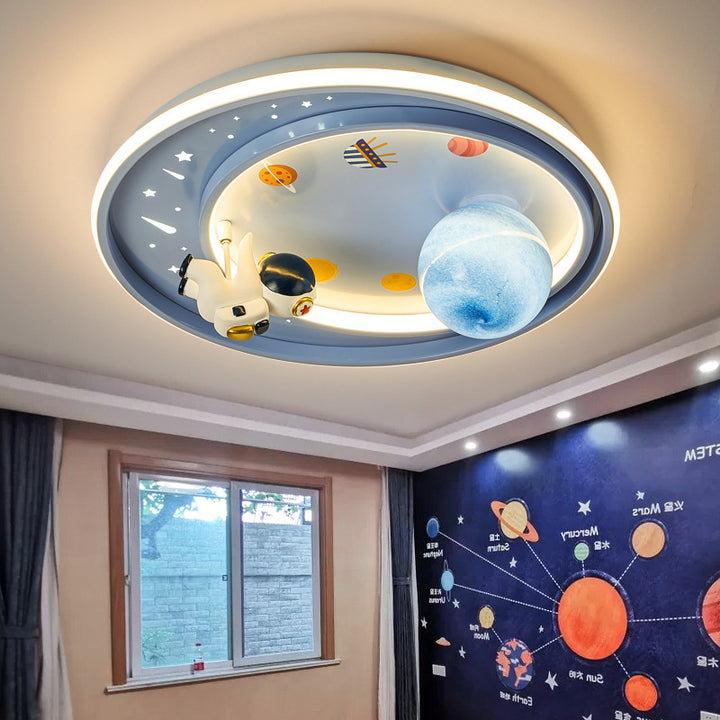 Moderne Art Deco Kinder Einhorn Planet Runde Acryl Eisen LED Deckenleuchte für Schlafzimmer 